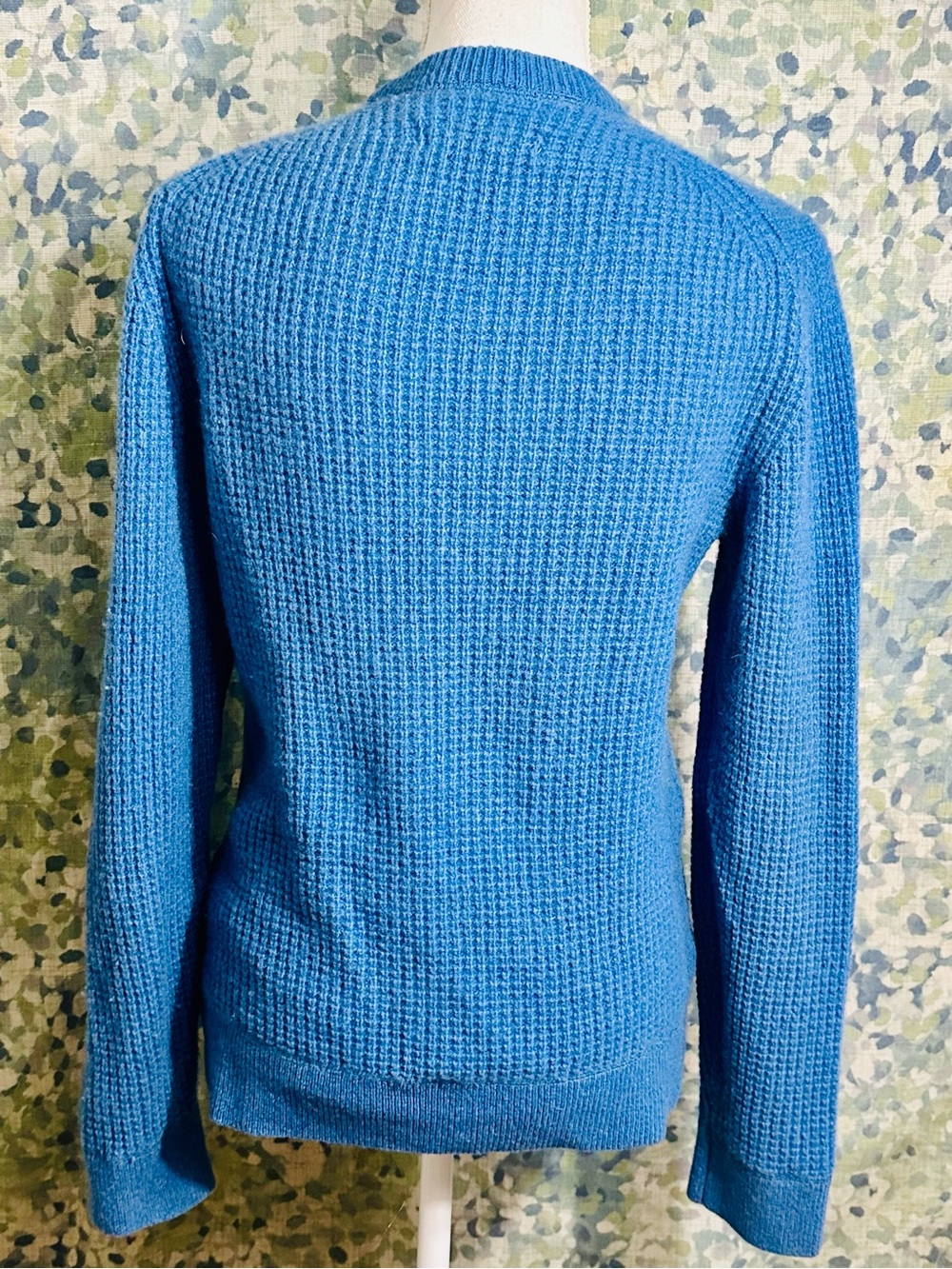 Outerknown Recycled Cashmere Waffle Knit Sweater | Bright Blue Crewneck | Size S - Picture 3 of 6